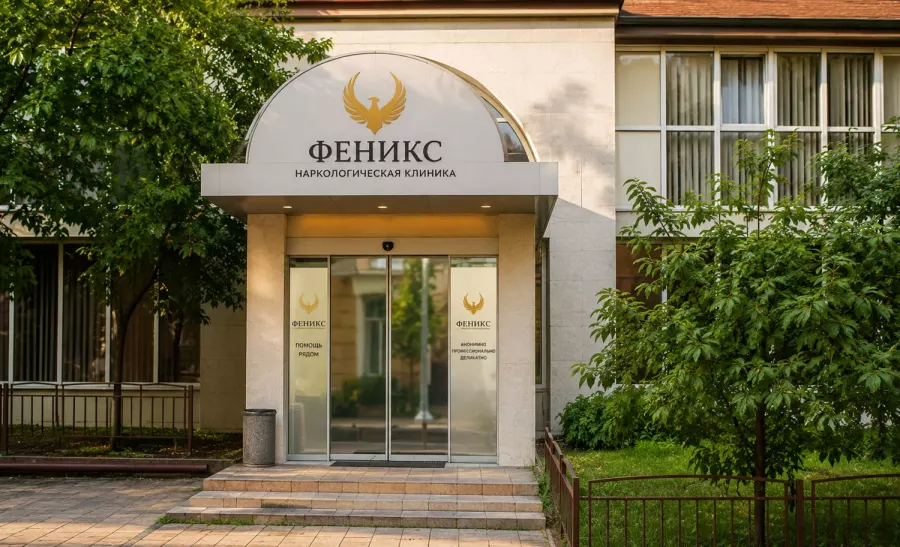 Вход в наркологическую клинику «Феникс» в Иланском